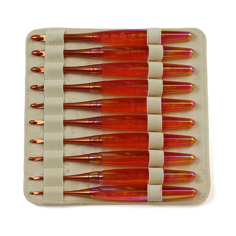 

10Pcs Ergonomic Aluminium Crochet Hook for Knitting Weaving Colored Acrylic Handle Crochet Hooks for Beginner 3.0-8.0mm 1