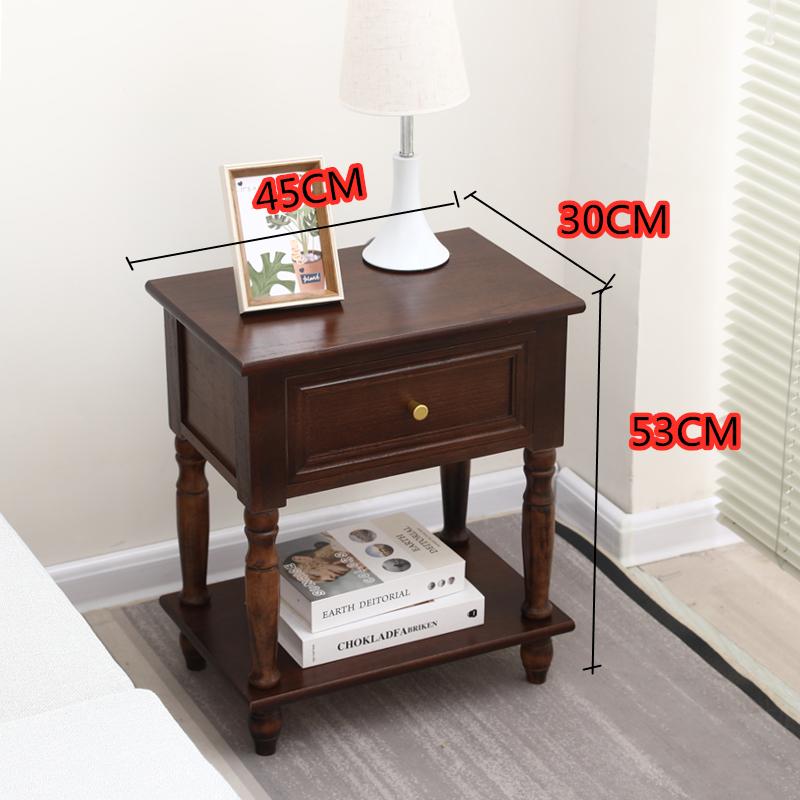 Solid Wood Nightstand Vintage French Distressed Bedside Table with Drawer for Bedroom Storage Cabinet Side Table