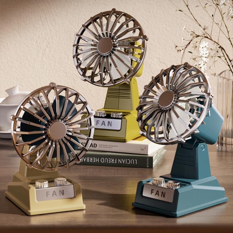 Small Electric Fan Retro Desk Fan with Low Noise and Energy Saving Feature Plastic Texture Suitable for Indoor Space