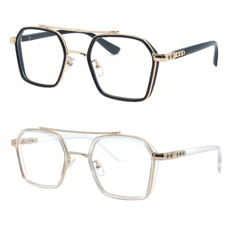 2er-Pack Herren Pilotenbrillen-Gestelle Retro Quadratisches Design Unisex Stil für den täglichen Gebrauch Stilvolle Brillen