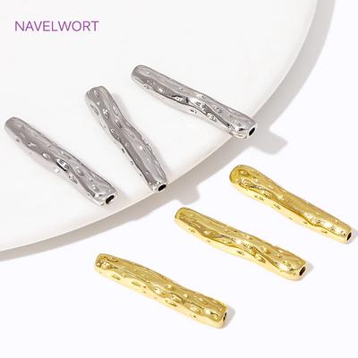 18K Gold Plated Irregular Tube Beads Brass Spacer Beads,Beads Separators,For Bracelet Making Findings,Accessories For Jewelry