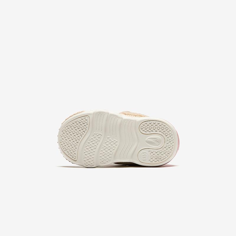 Anta Kids Synthetic Leather Outdoor Series 5U Fleece Lightweight Shock Absorbing Warm Low Top Walking Shoes Baby Shoes White Khaki Pink A22440058-2