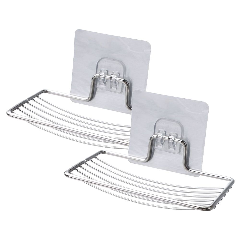 

2Pcs Durable No Drilling Bathroom Accessories Storage Rack Soap Box Soap Dish Soap Holder