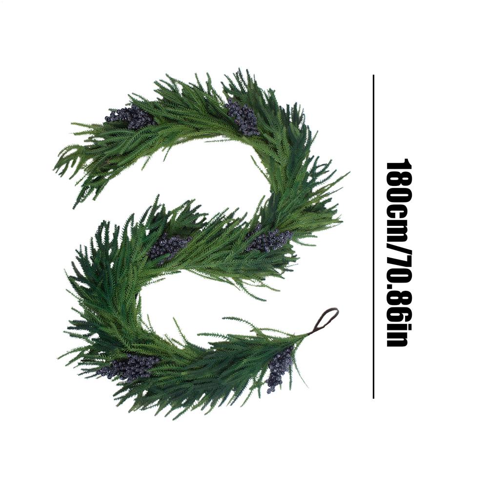 

Christmas Pine Garland 70.8 Inches Holiday Decorations Christmas Cedar Garland with Berry for Home Fireplace Shelf Staircase