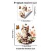 Cute Floral Kitten Toilet Lid Sticker Self-Adhesive Removable Bathroom Decor