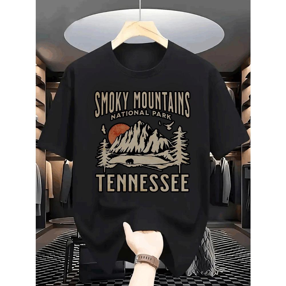 Men s Tennessee Great Smoky Mountains National Park T-shirt cotton soft loose short-sleeved S