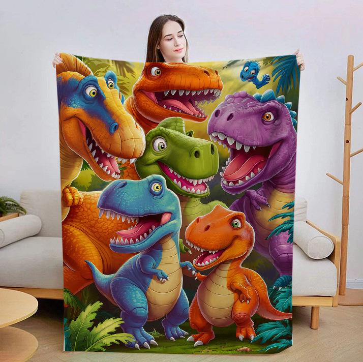Exkluzivní flanelová deka s dinosaury - Digitální potisk & Potah na klimatizaci