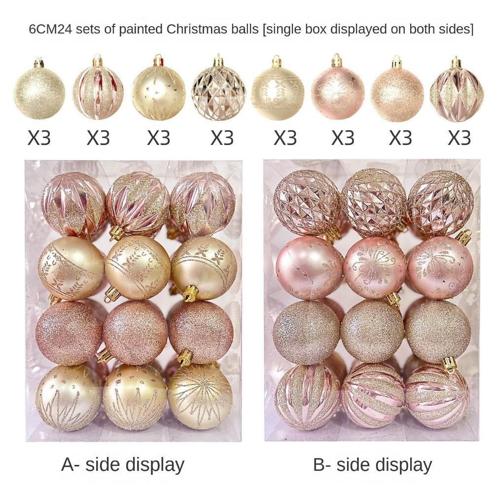 24Pcs/Box Plastic Christmas Colored Balls Electroplated Christmas Tree Hanging Pendant  for Home