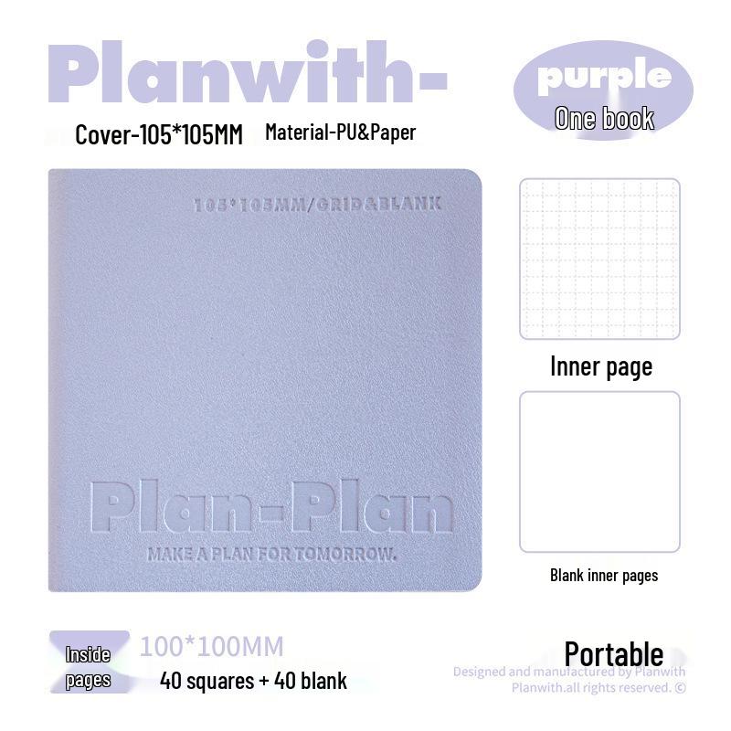 CUBE Planwith Portable Softcover Notebook - Waterproof PU Leather, Stitch-Bound, Pocket Size, 100g Paper