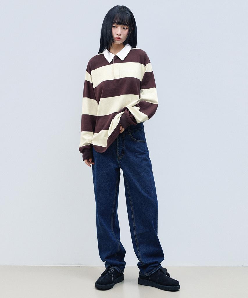 Illuminate Stripe Rugby Long Sleeve - Navy