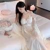 Ice Silk Pajamas Women's Spring and Autumn Long Suspender Pajamas, Two Summer Pure Desire Sexy Long Skirts with Chest Pads, and Robes