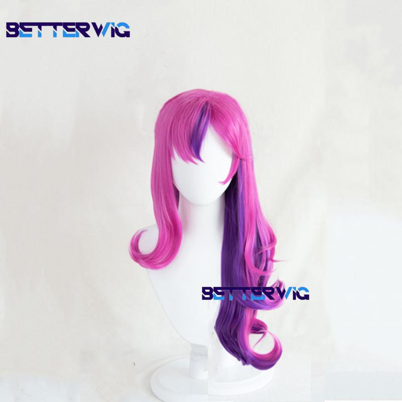 Professional  Xayah Cosplay Wig Game LOL Star Guardian Xayah Wig 65cm Long Xaya Curvy Hair Heat Resistant Hair Woman Wigs + Wig Cap