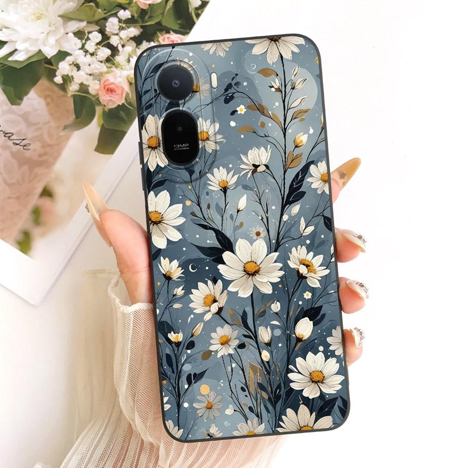 For Xiaomi Redmi A7 Pro Poco C85X Phone Case Floral Daisy Aesthetic Moon Nigth Bow Pattern Funda Soft Matte Silicone Back Cover