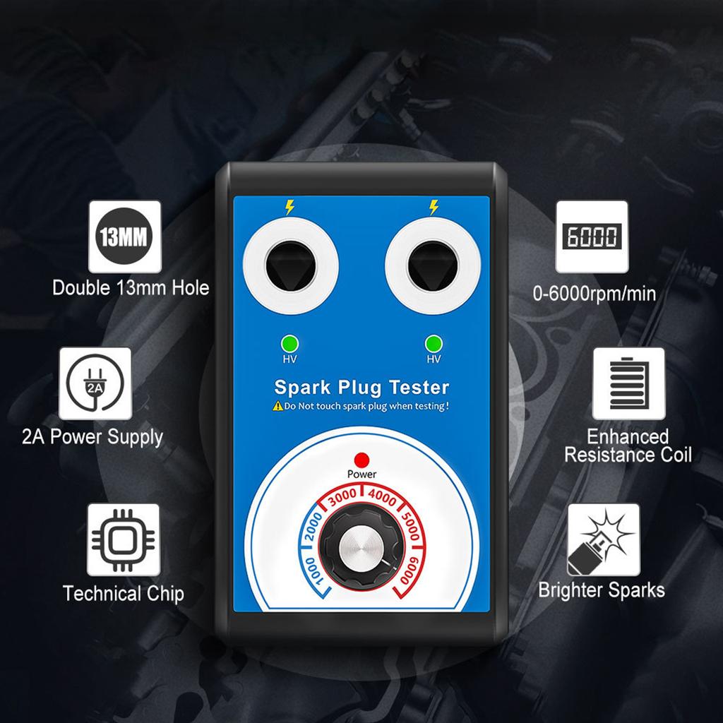 Doppel Loch Zündkerze Tester 12V 06000rpmmin Benzin Öl Fahrzeuge Zündkerze Tester mit 13mm