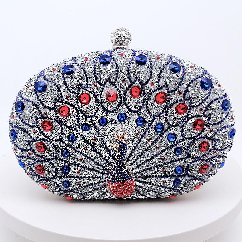 Green Peacock Woman Bags Diamond Vintage Party Evening Handbag Crossbody Shoulder Bag for Ladies Bling Luxury Designer Purses