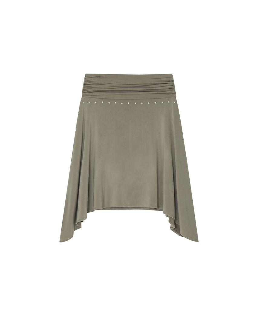 Kasiko Stud Drape Flare Skirt Warm Gray