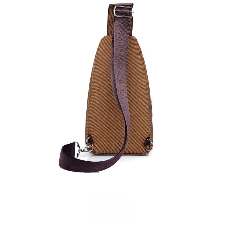 New Multi-Functional Men's Chest Bag PU Leather Crossbody Bag, Large Capacity Shoulder Bag,for Phone, Power Bank & Keys