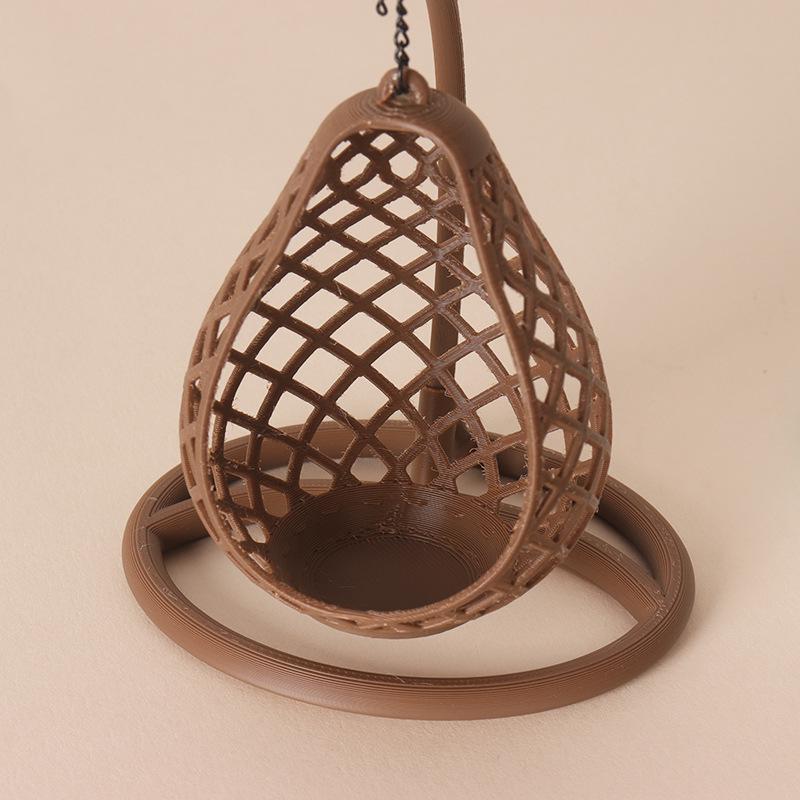 Dollhouse Hanging Basket Ornament - Miniature Swing Chair Decor for DIY Sandbox Furniture