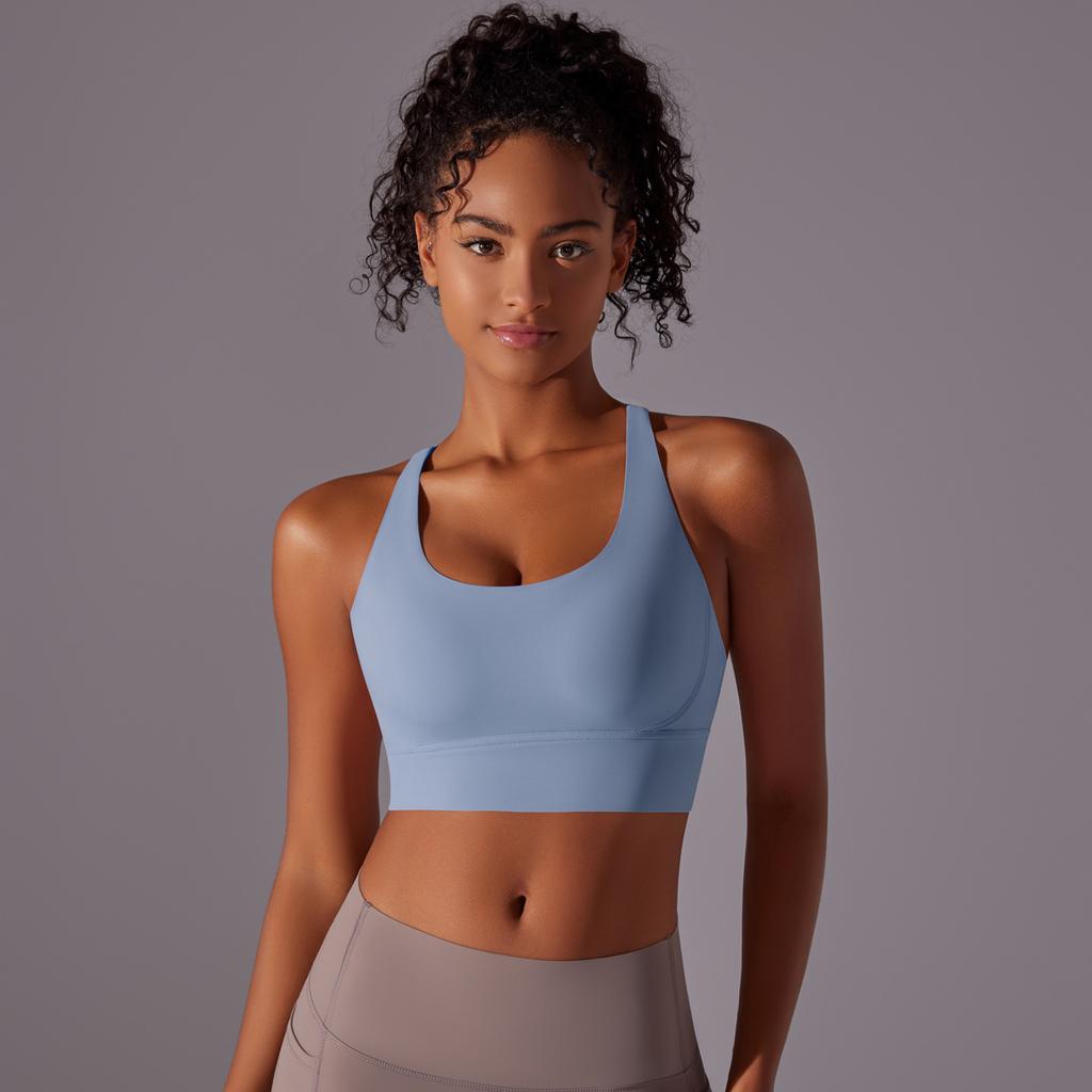 Naked Yoga Vest Women'S Cross Back Sports Bra Shock-Absorbing Gathering Seamless Cup Fitness Bra Women