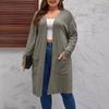 Spring and autumn thin large size ladies casual long sweater cardigan, loose and comfortable ladies unbuttoned knitted jacketHF23047