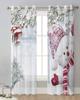 Christmas Winter Snow Scene Snowman Sheer Curtains for Living Room Decoration Window Curtains Kitchen Tulle Voile Curtains