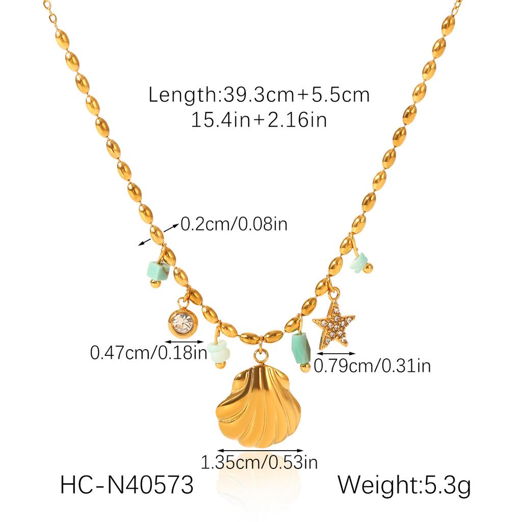 Seashell Stainless Steel Starfish Marine Life Pendant Dopamine Necklace Light Luxury Niche Titanium Steel Necklace