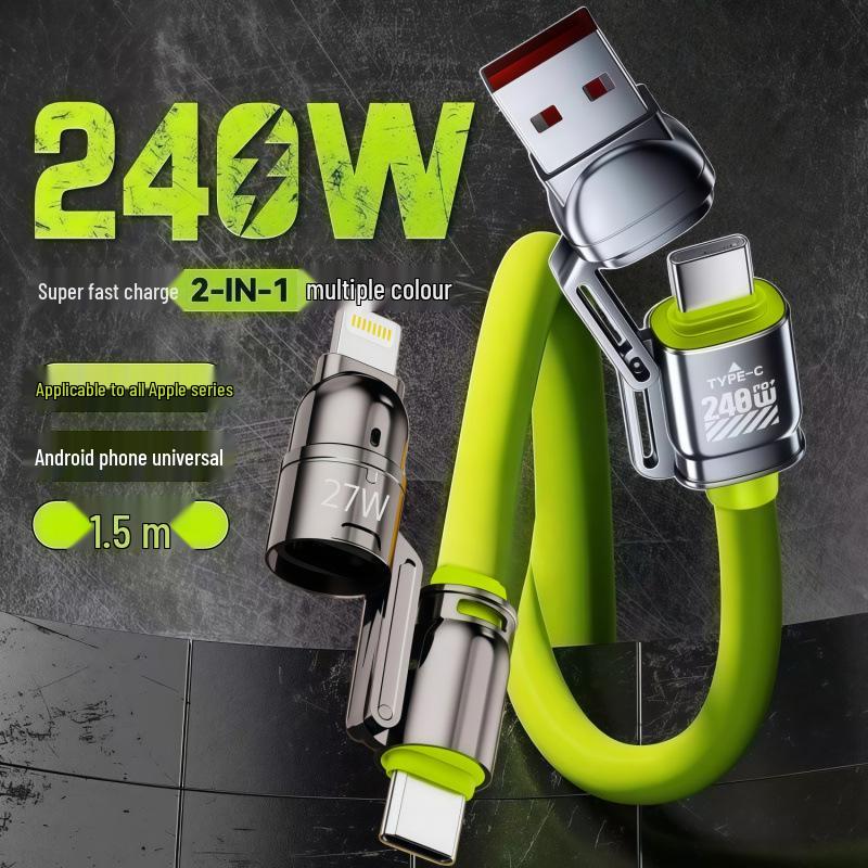 4-in-1 Fast Charging Data Cable for Apple, Type-C, Huawei, OPPO, Xiaomi, Honor, Car Chargers