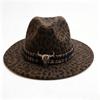 Western cowboy hat new peach heart top big brim leopard print British style fashion woolen jazz top hat
