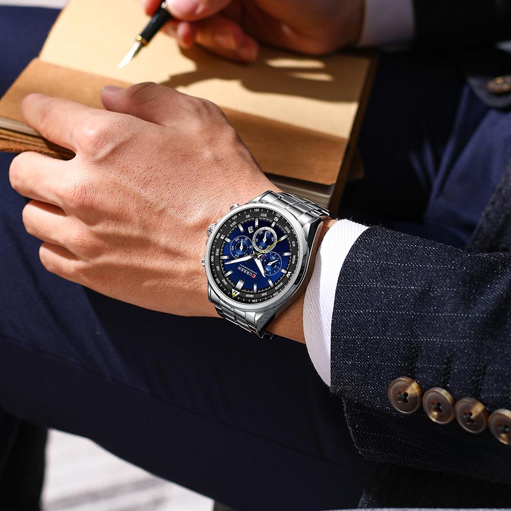 CURREN Luxury Wrist Watches for Men Stainless Steel Quartz Wristwatches with Chronograph Casual Sport Clock 8399 erkek kol saati