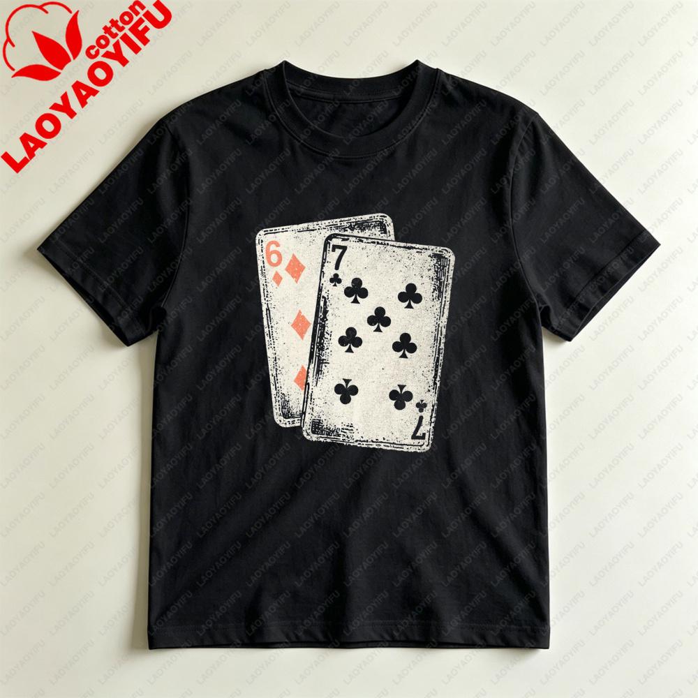 Playing Cards Design Unisex Tshirt Casual Summer Short Sleeve Cotton Fashion Harajuku Aesthetic Top For Gift