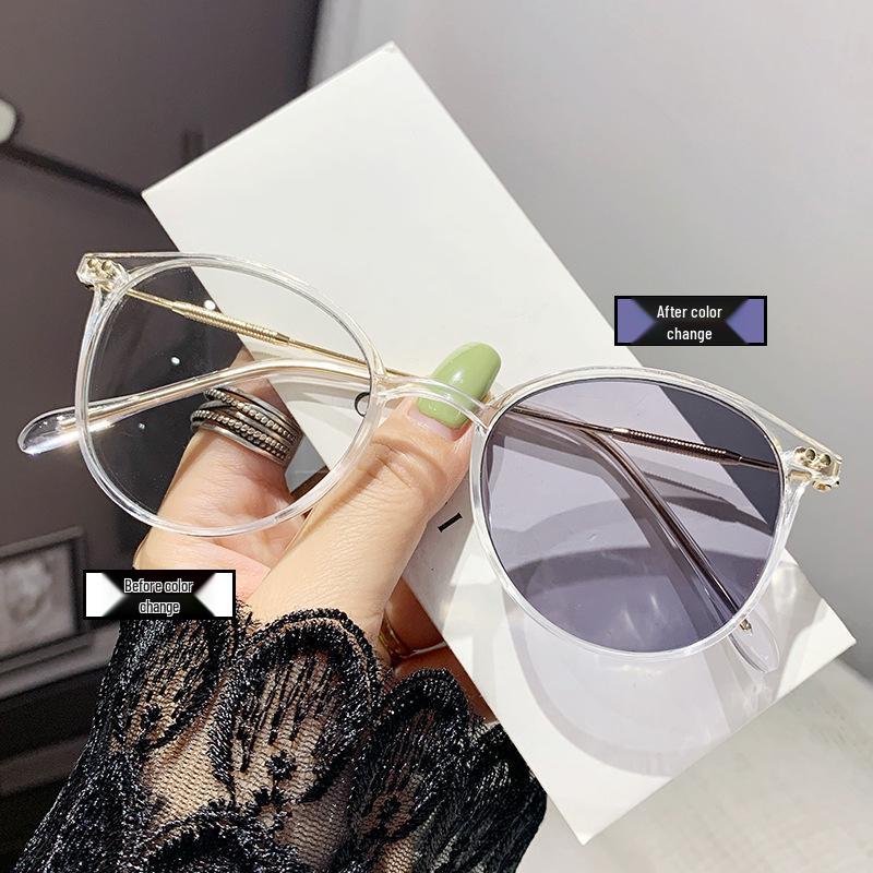 Ovale Blaulichtfilter-Myopiebrille - Modische lichtempfindliche Verfärbung