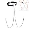 1Pc Nipple Ring With Choker Necklace Punk Style Long Chain Nipple Barbell Piercing Jewelry