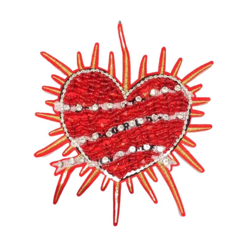 Handmade Rhinestone Heart Cloth Patch - Beaded Accessories for Clothing, Shoes, Hats, and Decorative Packaging.