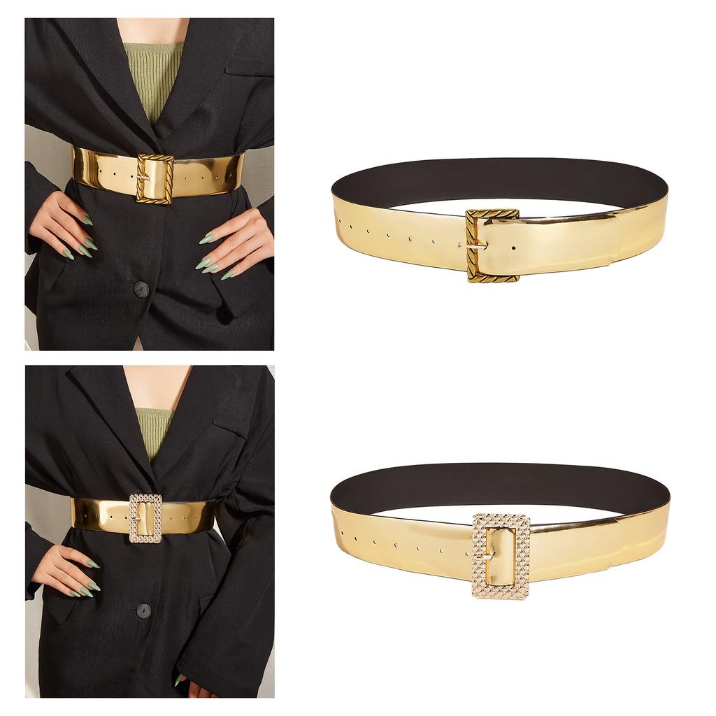 Womens Gold Color Belts for Jeans Pants Fashion Dress Decorative Belt  Female Glitter Wide Waistbelts Buy cheaply on Joom