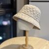 Ultra light down cotton plaid bucket hat men and women autumn and winter warm fashion basin hat Internet celebrities show small face