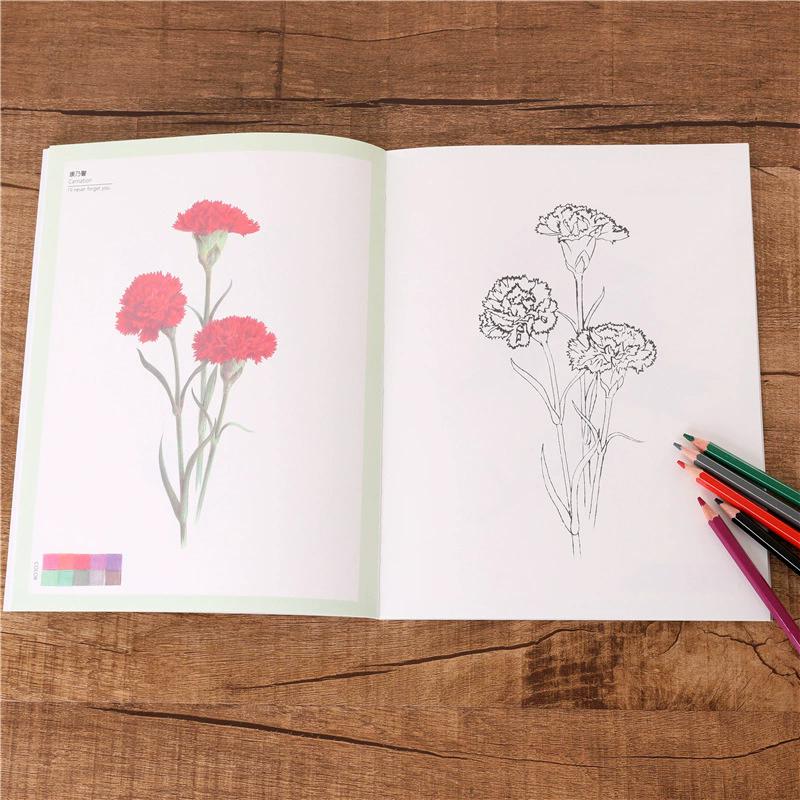 WTEMPO Flower Coloring Book for Adults & Teens High Quality Paper Artistic Floral Design with Exquisite Patterns DIY Stress-Relieving Coloring Books