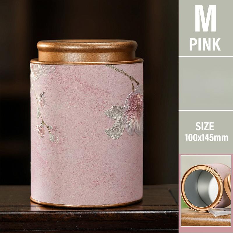 Flower Pattern Empty Tea Tin Can Household Green Black Tea Sealed Jar Spice Jars Small Packaging Gift Box Tinplate Storage Can