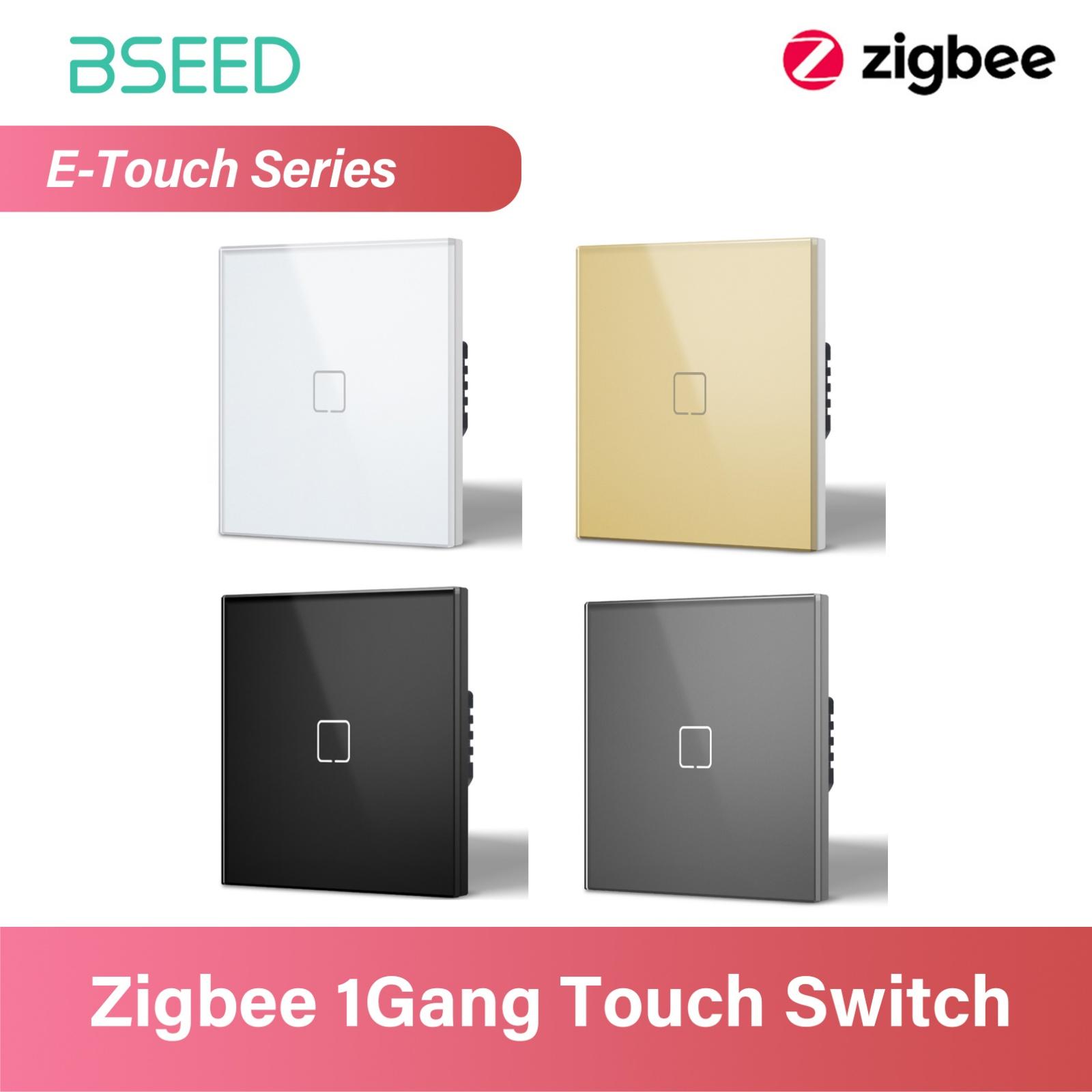 

BSEED Zigbee Сенсорный выключатель 1/2/3/4 клавиши Стеклянный умный настенный выключатель Сенсорный экран Управление подсветкой Aleax Приложение Smart Life Серия E White