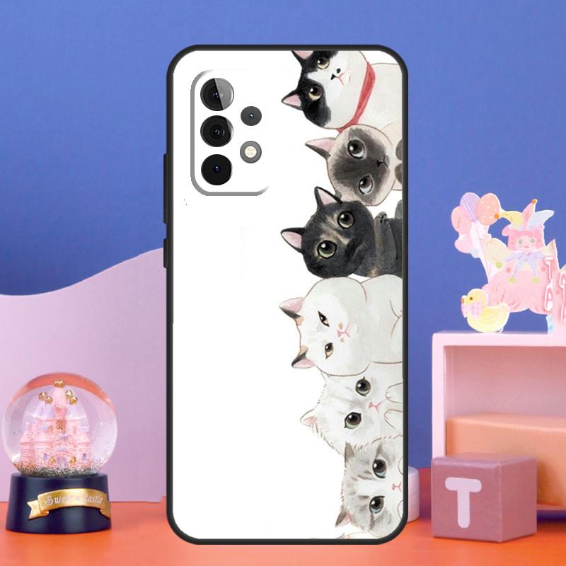Kawaii Neko Cat Case For Samsung Galaxy A16 A26 A36 A56 A15 A35 A55 A34 A54 A52 A12 A32 A13 A33 A53 A17 A06