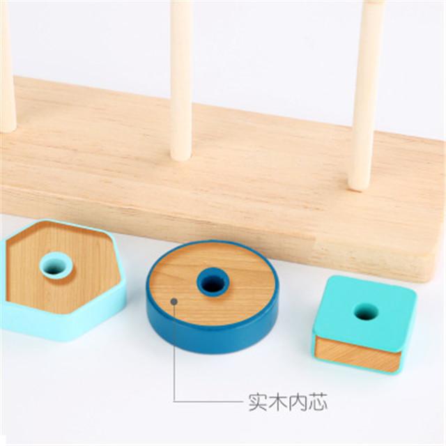 Wooden Baby Building Blocks Toy Shape Matching Recognition Four Sets of Pillars Puzzle Early Education