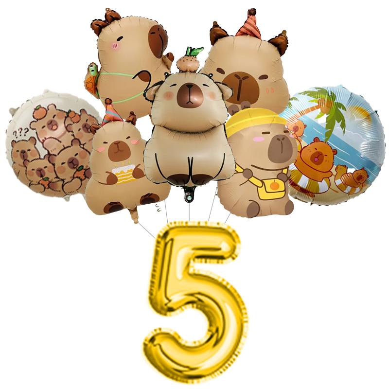 New Capybara Birthday Decoration Capybara Tableware Party Balloons Cups Plate Kit Banner Backdrop Cartoon Deco Supplies Set
