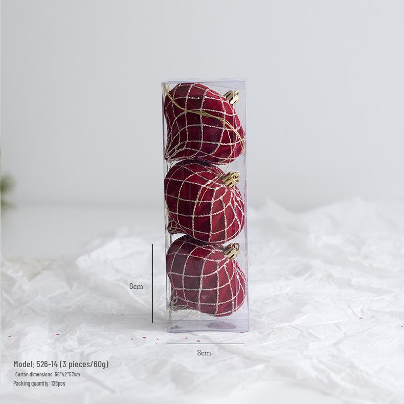 New Dark Wine Red Flocked Christmas Tree Ornament Balls - Irregular Shaped and Painted Pendants