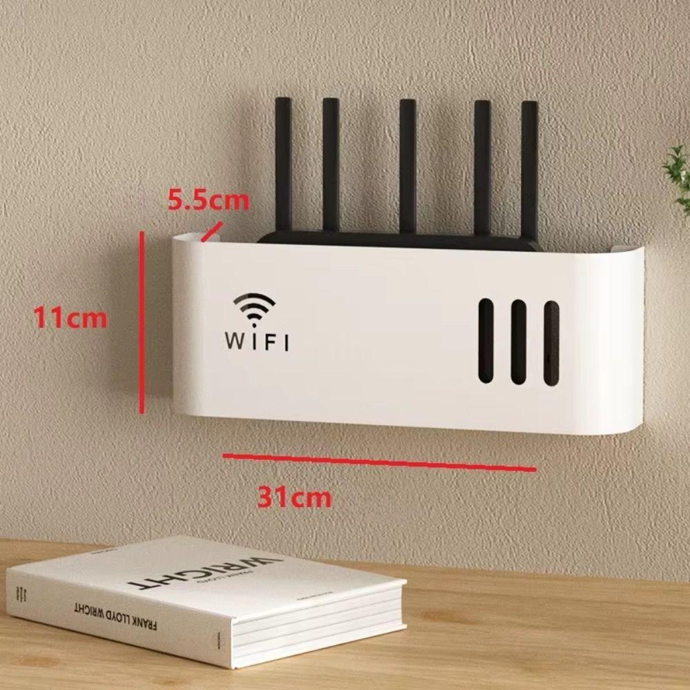 Wall Mounted WiFi Router Shelf Plastic Power Cable Organizer for Power Strips & Home Decor