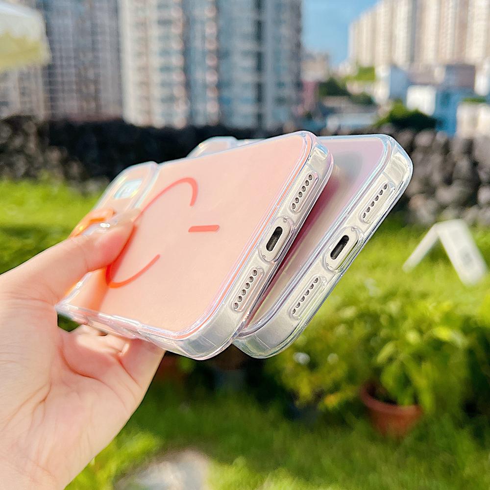 KEYSION Colorful Gradient Magnetic Lens Stand Case for iPhone 17 Pro Max for MagSafe TPU+PC Shockproof Cover for iPhone 17 Pro