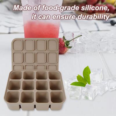 Silicone Ice Cube Tray with Lid BPA-Free Flexible Ice Mold for 12 Cubes Space-Saving Stackable Easy Release Square Ice Mold