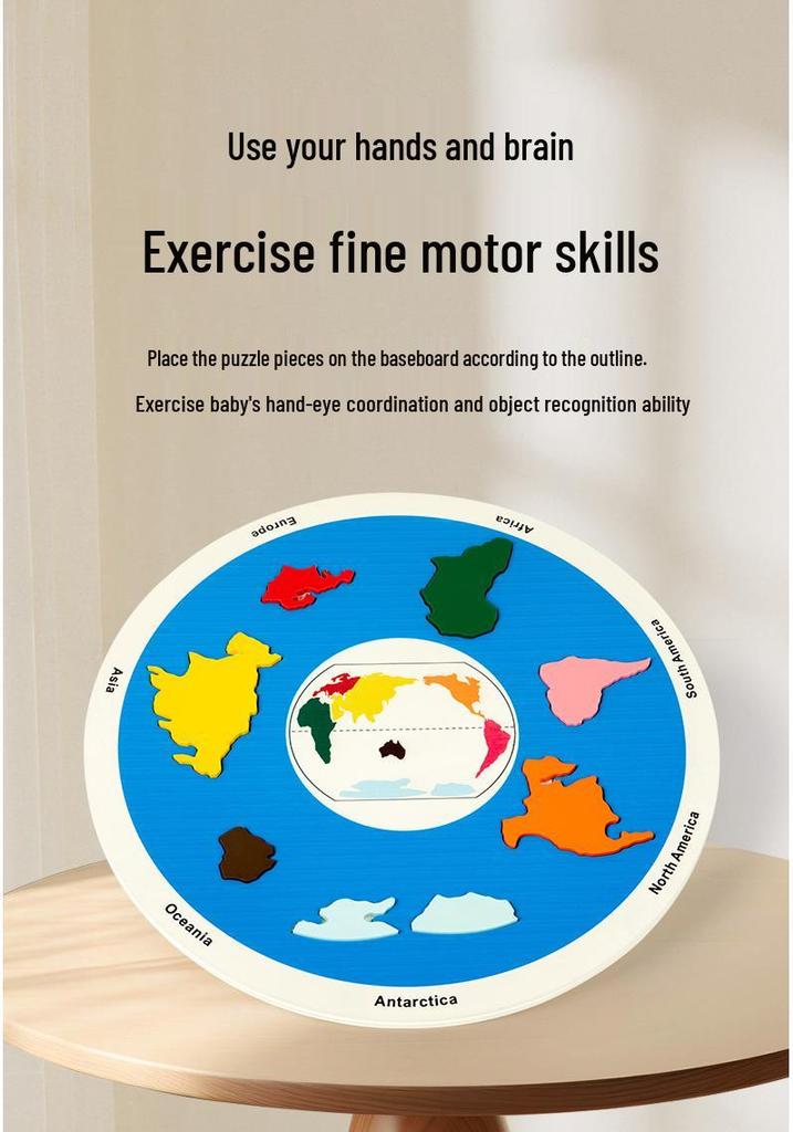 Wooden Solar System & Continents Cognitive Puzzle Toy