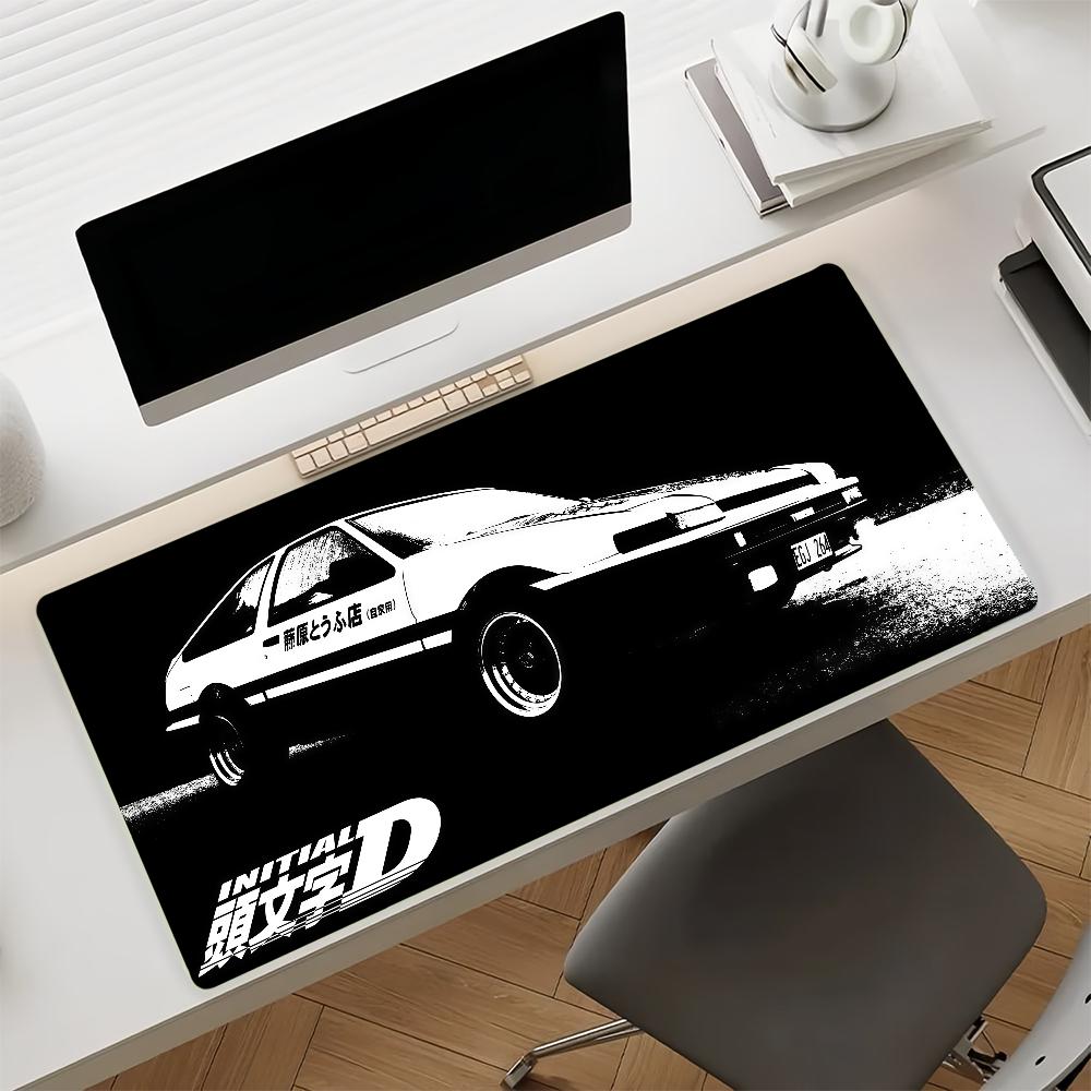 Black And White Initial D Gaming Mouse Pad Antislip Rubber Base Large Pc Keyboard Laptop Desk Mat For Office Student Home