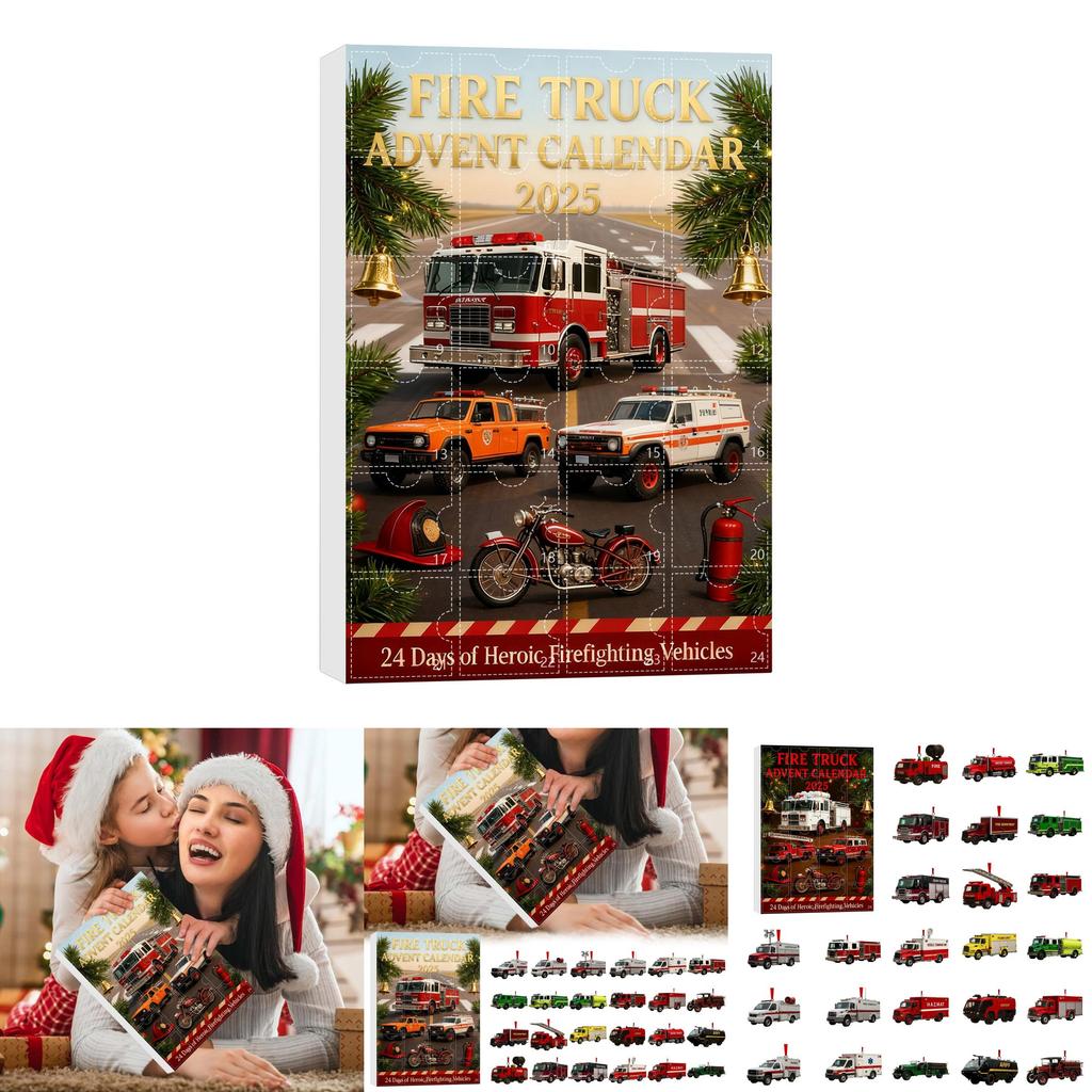 Julräddningsfordon Nedräkningskalender Akryl Julgransprydnad Med 24 Överraskningstillbehör För Julklappsutbyte