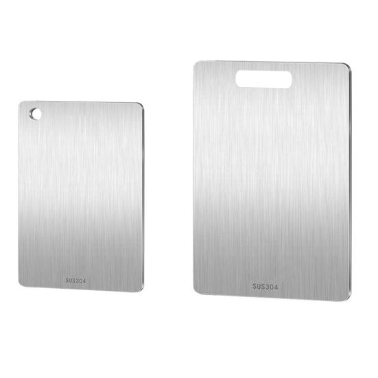 Stainless Steel Cutting Board Double Sided Chopping Board for Kitchen Easy Grip Handle Large Versatile Food Prep Board for Meat Veggies Fruits