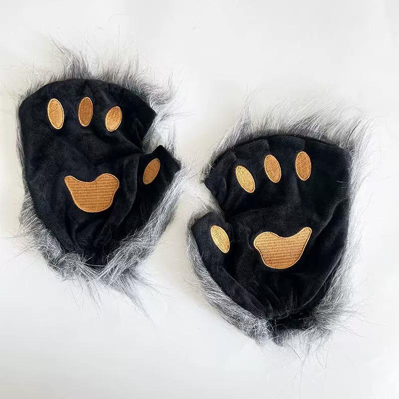 Halloween Cosplays Foxes Mask+Tail +Gloves Set Costume Accessorie Wolf Therian Theme Party Dress Up Props Costumes Accessories